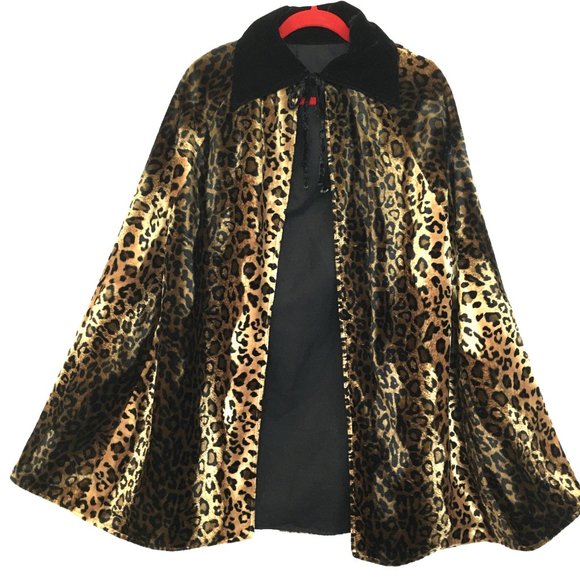 Pimp  Daddy 70’s Leopard Print Velvet Cape Handcrafted - Picture 1 of 13
